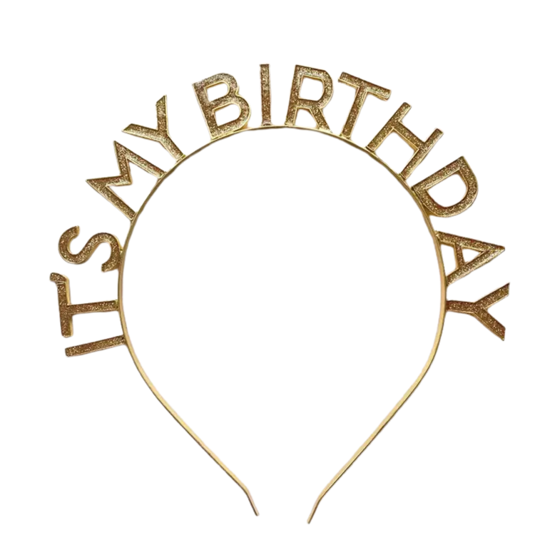 Its My Birthday Gold Enamel Headband