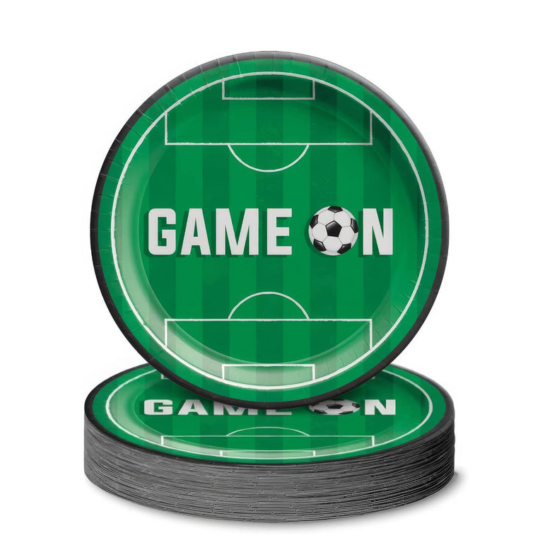 Corner Kick Soccer Round Paper Plates 7inches Mid Count