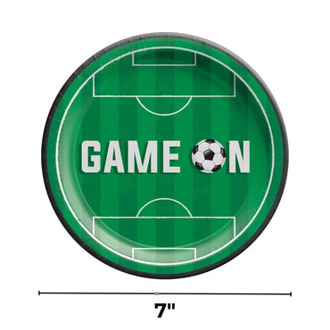 Corner Kick Soccer Round Paper Plates 7inches Mid Count