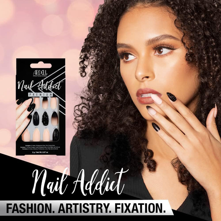 Black Stud & Pink Ombre Ardell Nails