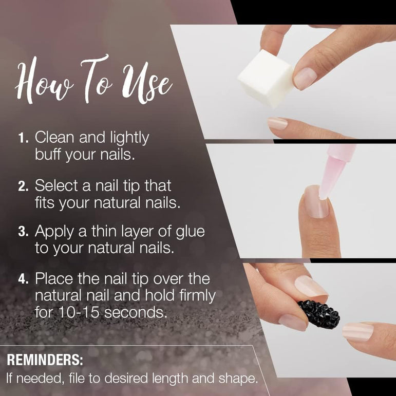 Black Stud & Pink Ombre Ardell Nails