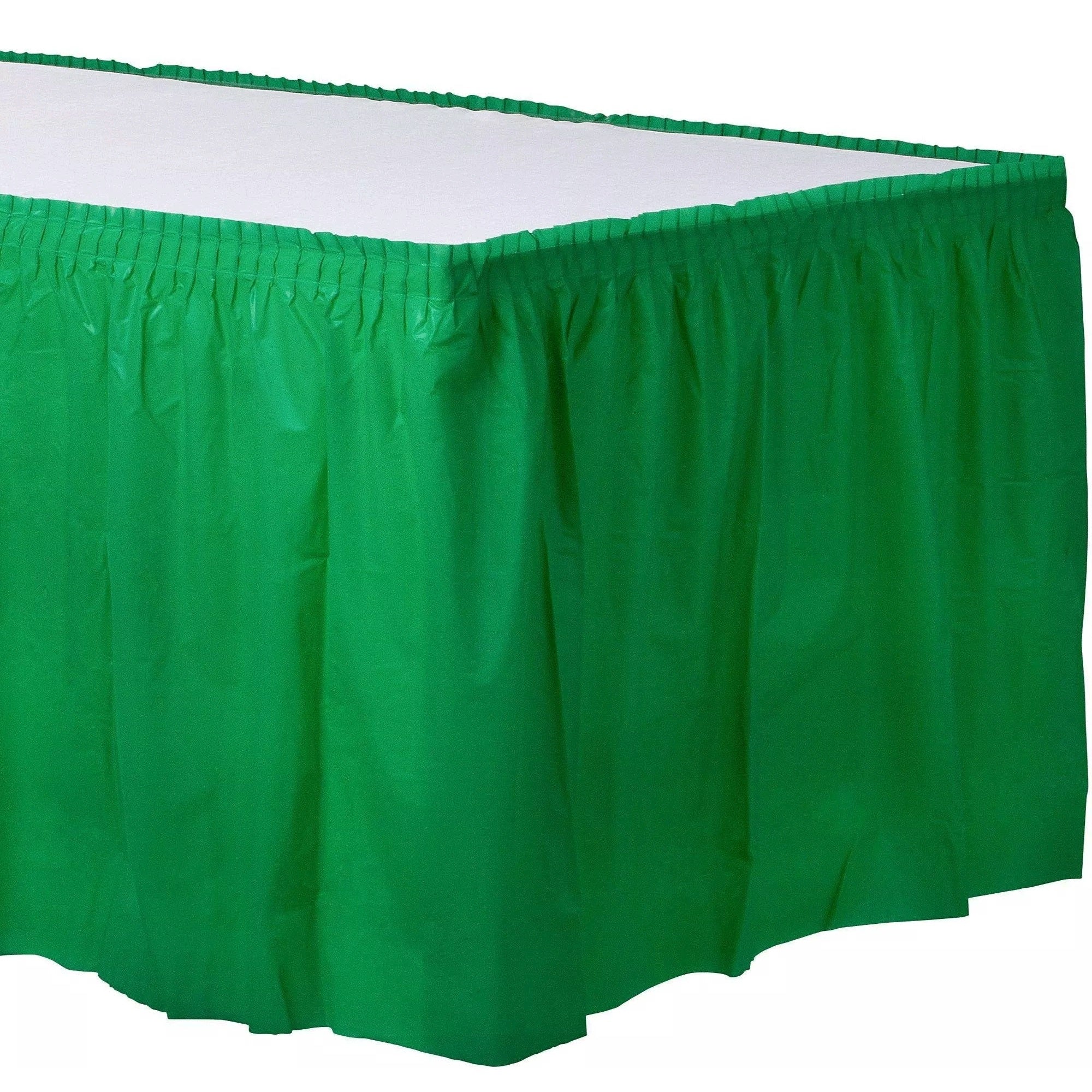 Festive Green Plastic Tableskirt