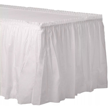 Frosty White Plastic Tableskirt