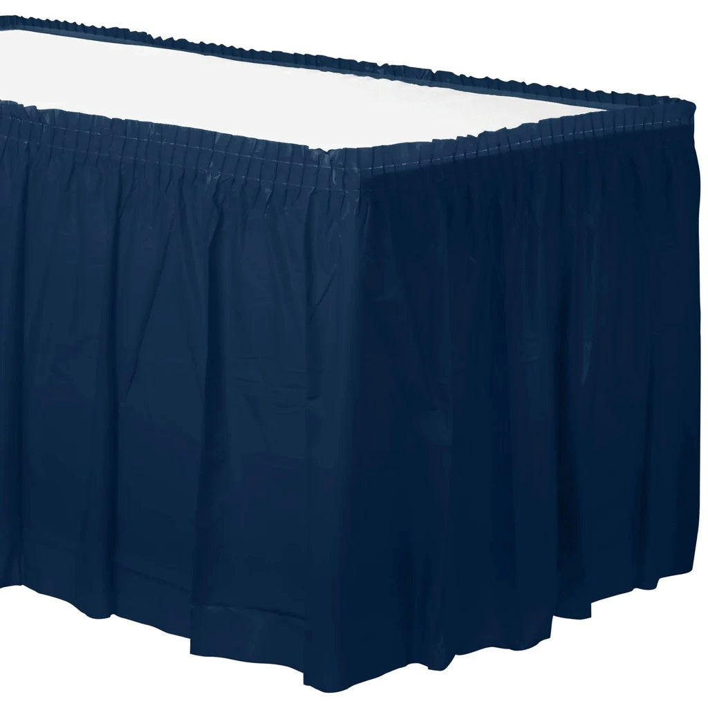True Navy Plastic Tableskirt