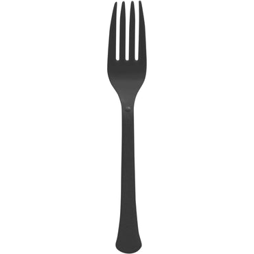 Jet Black Heavy Weights Plastic Forks 20pcs