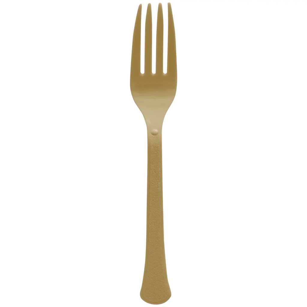 Gold Heavy Weights Plastic Forks 20pcs
