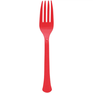 Apple Red Heavy Weight Plastic Forks 20pcs