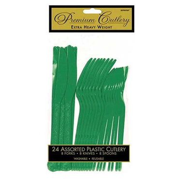 Festive Green Heavy Weight Plastic Assorted 24pcs