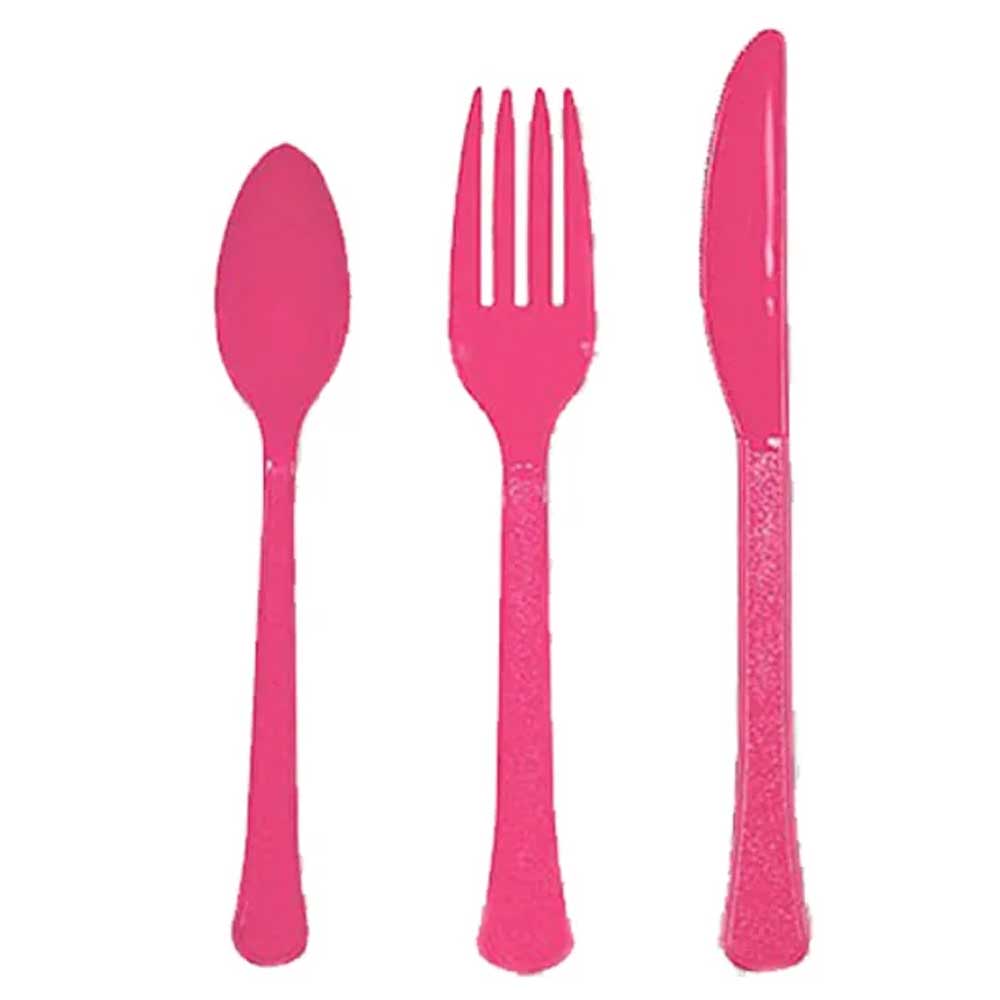 Bright Pink Heavy Weight Cutlery Assorted 24pcs
