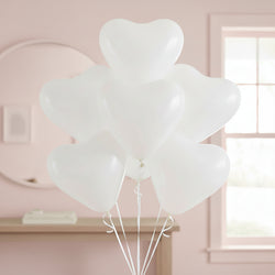 Frosty White Standard Heart Latex Balloons 11 in 50pcs