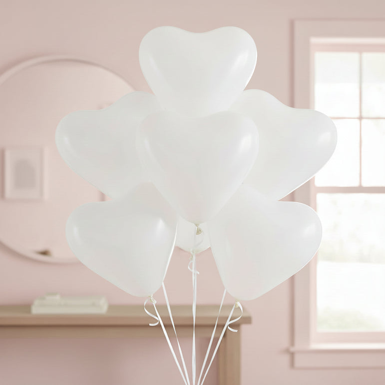 Frosty White Standard Heart Latex Balloons 11 in 50pcs
