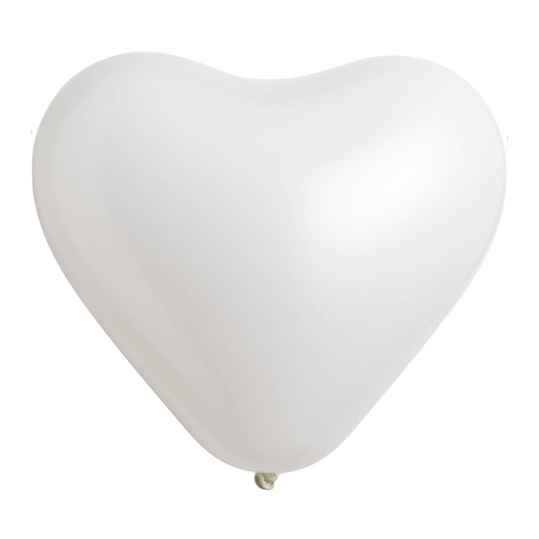 Frosty White Standard Heart Latex Balloons 11 in 50pcs