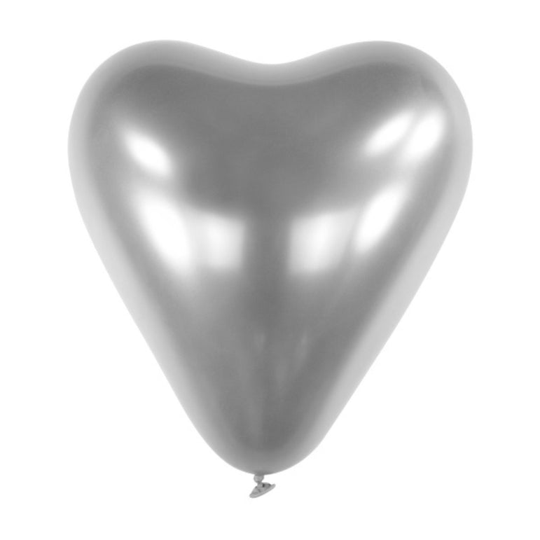 Platinum Satin Luxe Heart Latex Balloon 12in, 50pcs