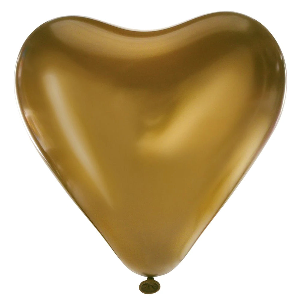Gold Sateen Satin Luxe Heart Latex Balloon 12in, 50pcs