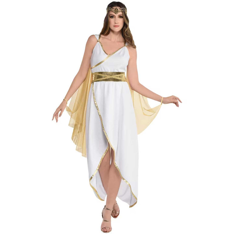 greek princess dress up Doomiva Womens Grecian Princess Toga Fancy Dress Up Empress Greek Costume Long Dress with Garland Lavender XL, Women's, Purple