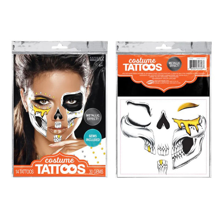 Adult Glam Skull Tattoos with Gems