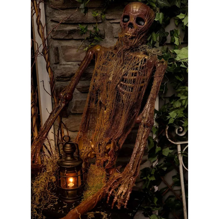 Poseable Rotting Skin Plastic & Fabric Hanging Skeleton Decoration