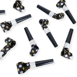 New Years Eve Party Kits with Cone Hats Black,Silver,Gold For 10 People