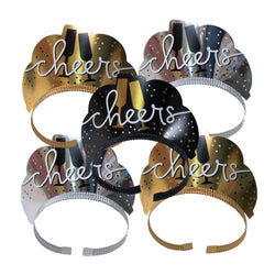 New Years Eve Party Kits with Cone Hats Black,Silver,Gold For 10 People