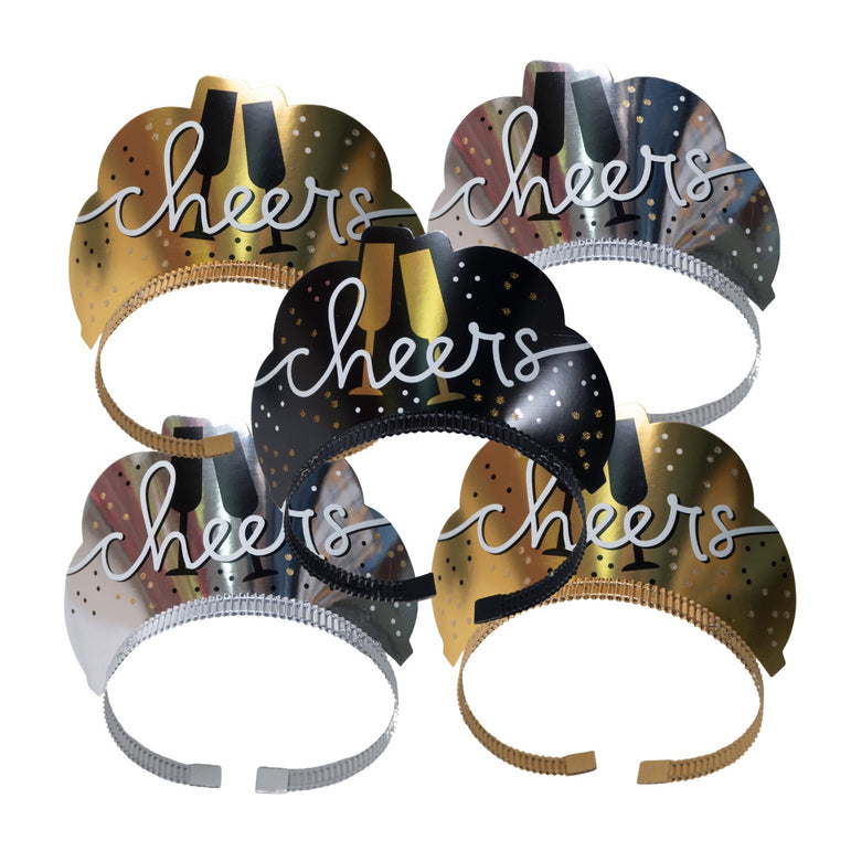 New Years Eve Party Kits with Cone Hats Black,Silver,Gold For 10 People