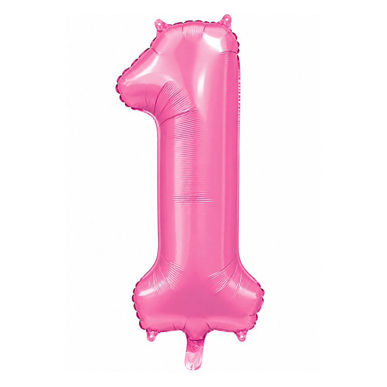 Satin Pink Number 1 Foil Balloon, 34in