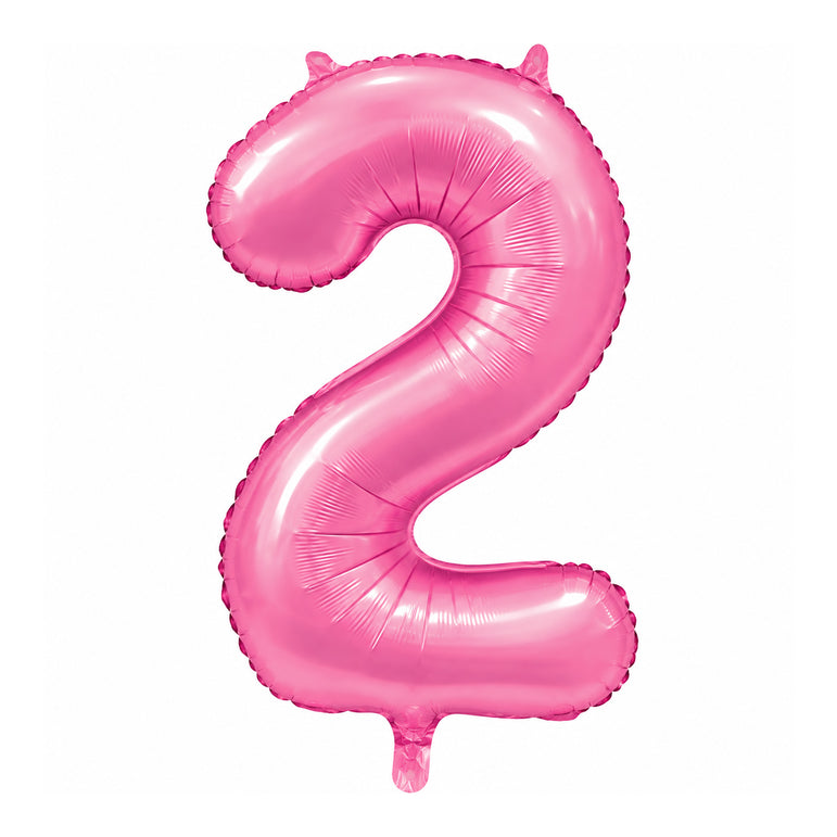 Satin Pink Number 2 Foil Balloon, 34in