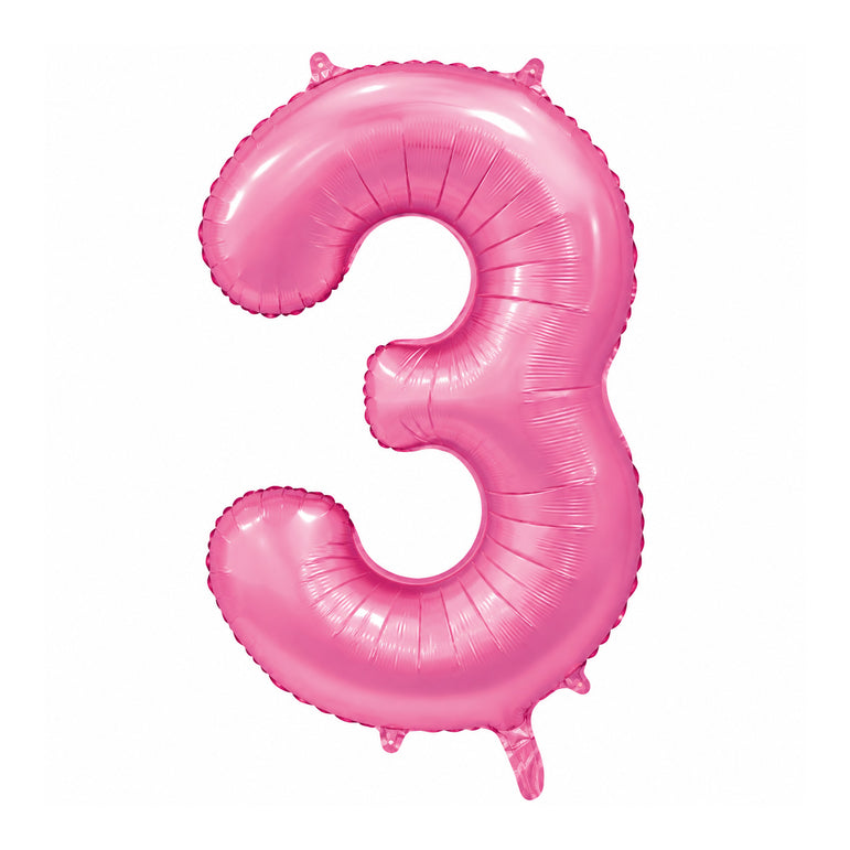 Satin Pink Number 3 Foil Balloon, 34in