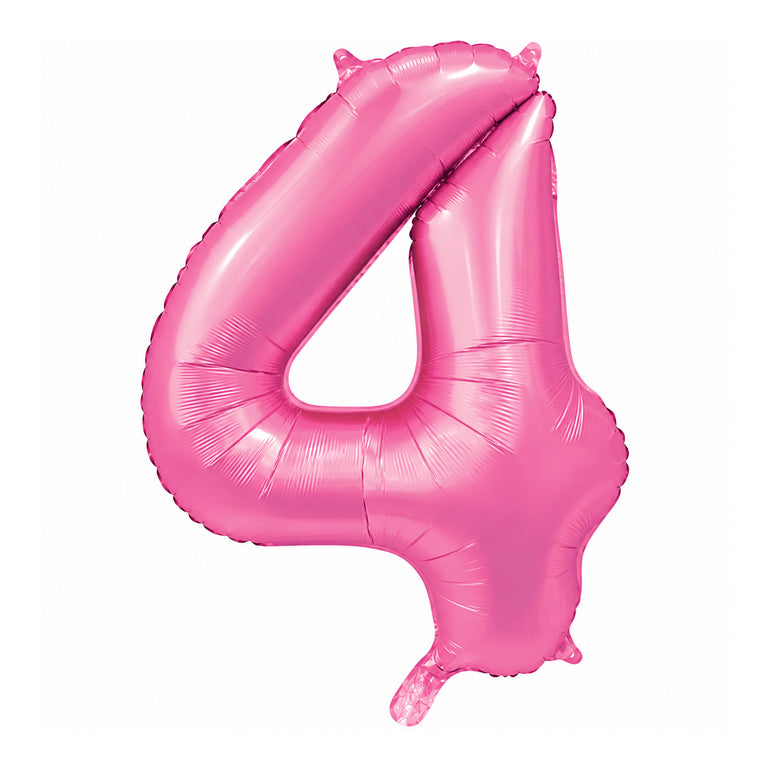 Satin Pink Number 4 Foil Balloon, 34in