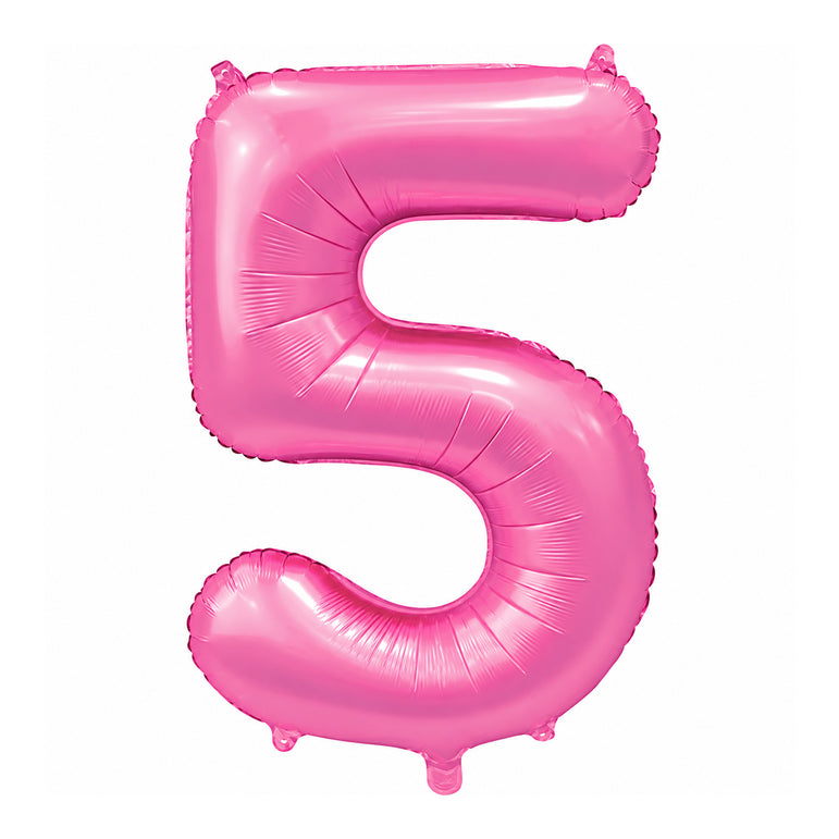 Satin Pink Number 5 Foil Balloon, 34in