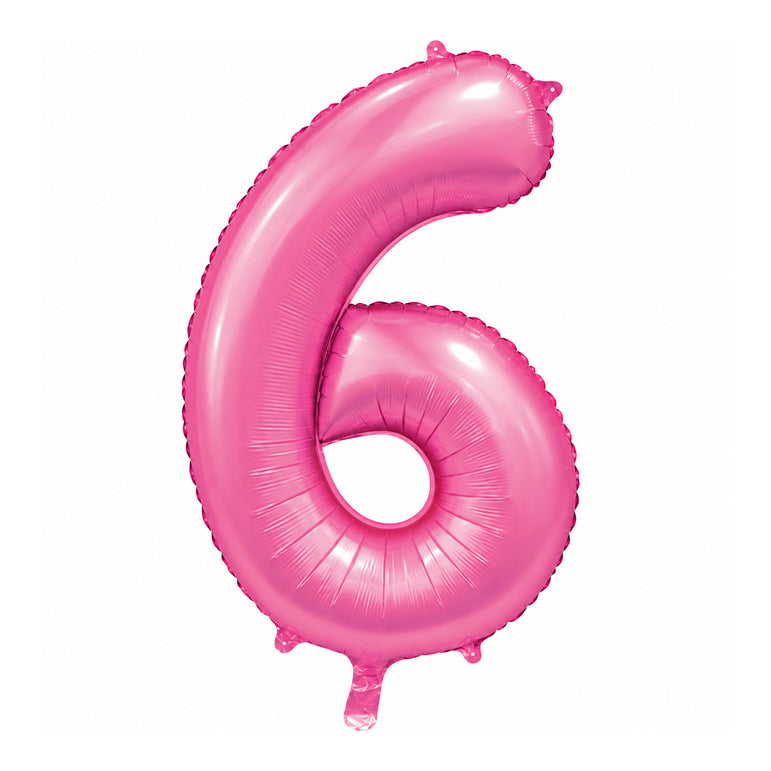 Satin Pink Number 6 Foil Balloon, 34in