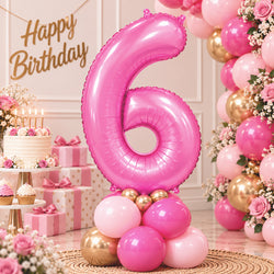 Satin Pink Number 6 Foil Balloon, 34in