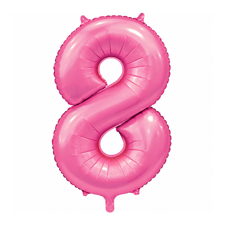 Satin Pink Number 8 Foil Balloon, 34in