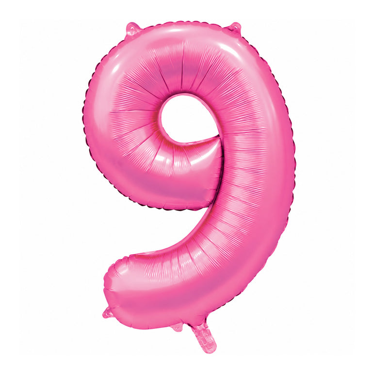 Satin Pink Number 9 Foil Balloon, 34in