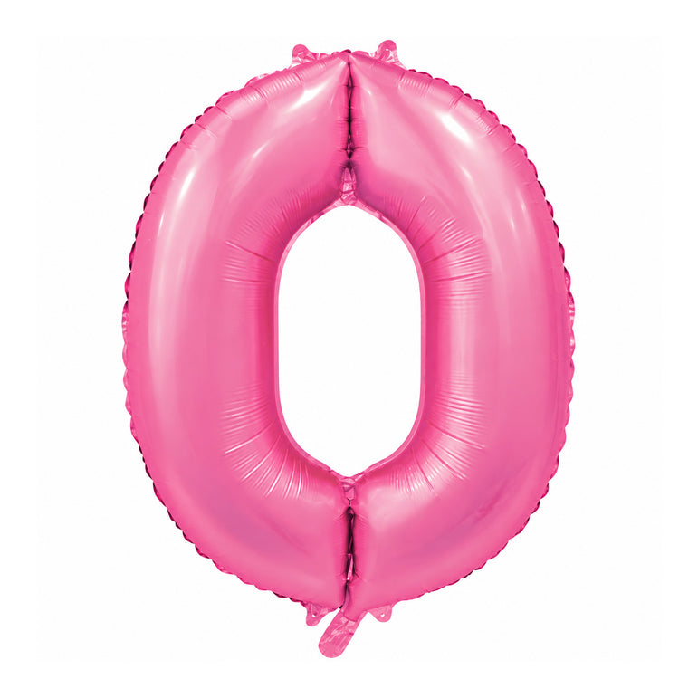 Satin Pink Number 0 Foil Balloon, 34in