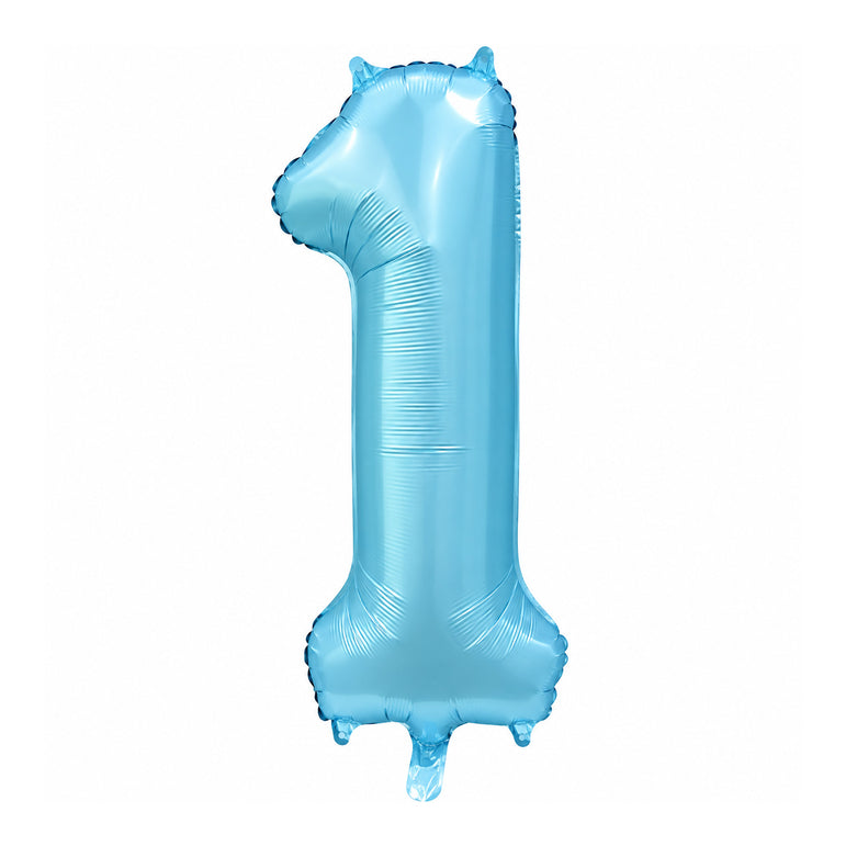Satin Light Blue Number 1 Foil Balloon, 34in