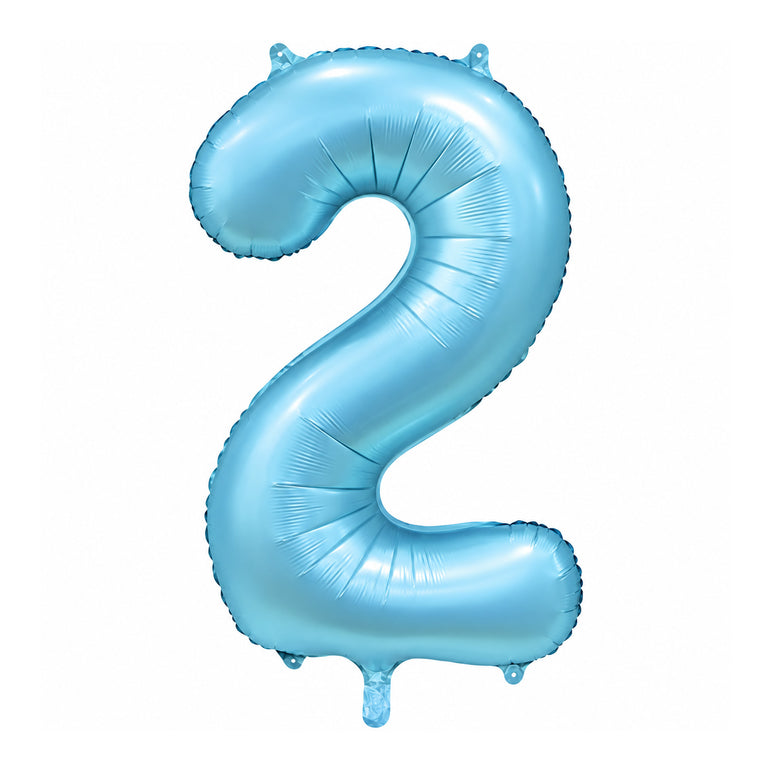 Satin Light Blue Number 2 Foil Balloon, 34in