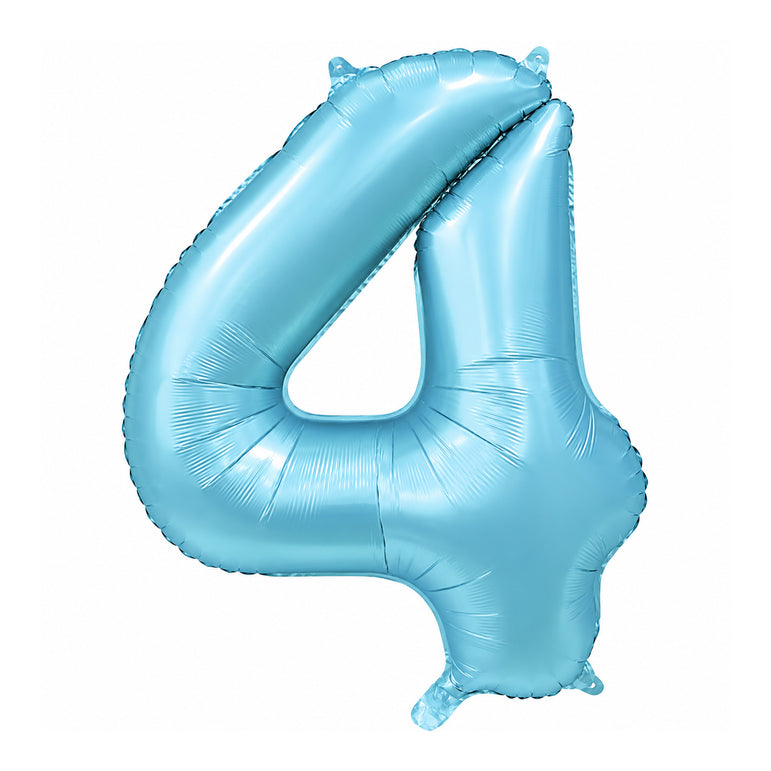 Satin Light Blue Number 4 Foil Balloon, 34in