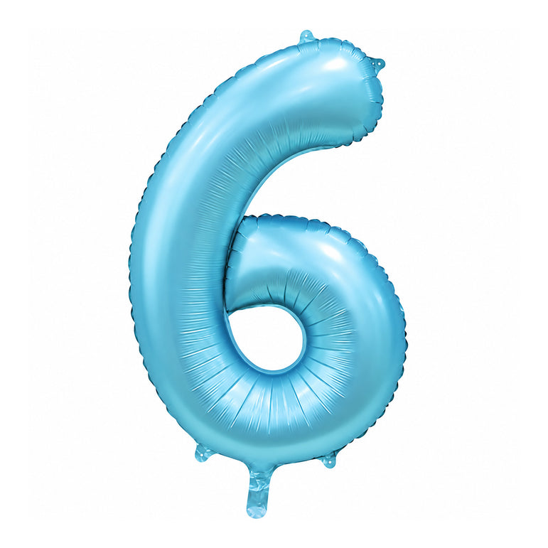 Satin Light Blue Number 6 Foil Balloon, 34in