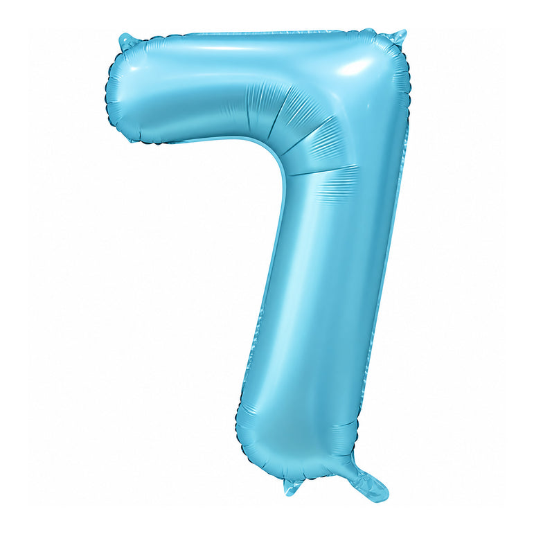 Satin Light Blue Number 7 Foil Balloon, 34in