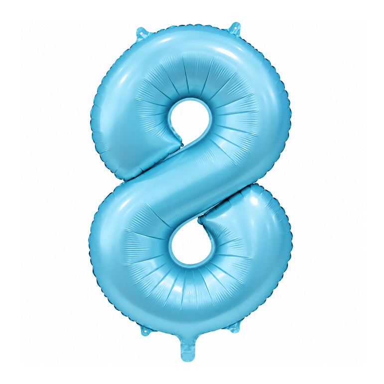 Satin Light Blue Number 8 Foil Balloon, 34in