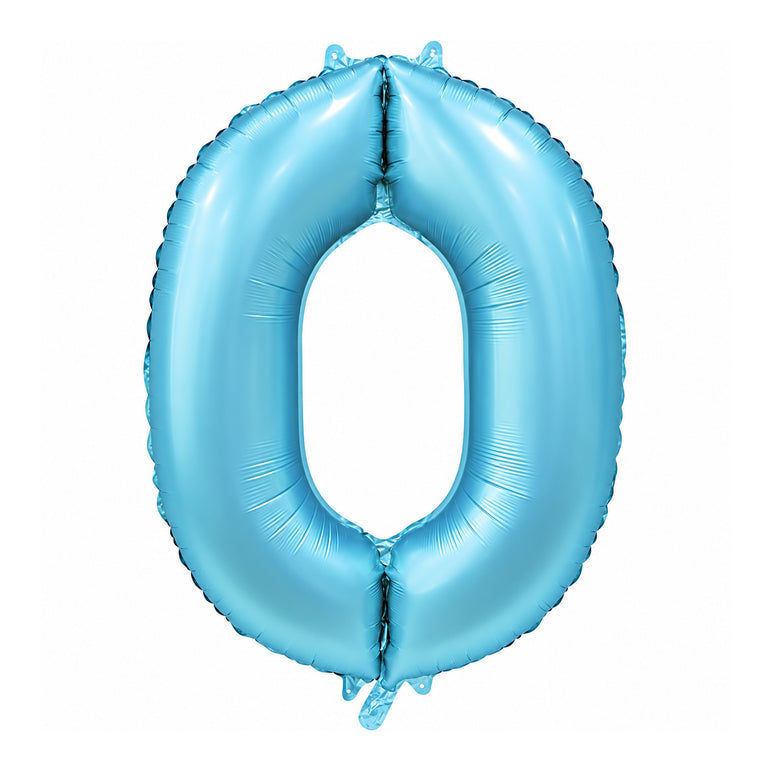 Satin Light Blue Number 0 Foil Balloon, 34in