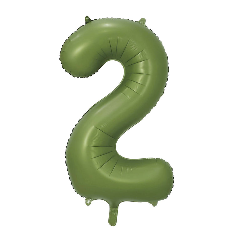 Olive Green Number 2 Foil Balloon, 34in