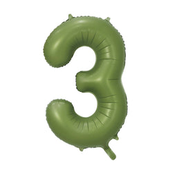 Olive Green Number 3 Foil Balloon, 34in
