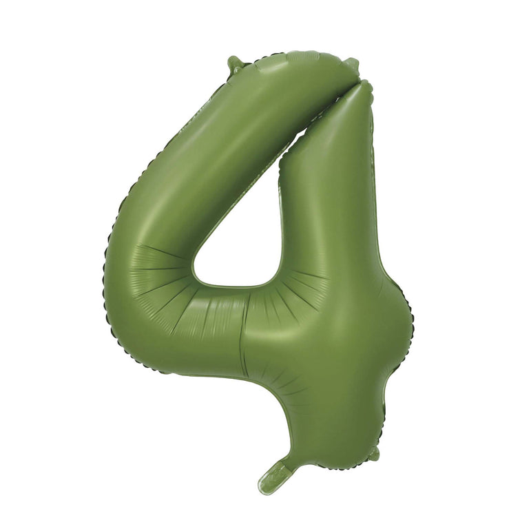 Olive Green Number 4 Foil Balloon, 34in
