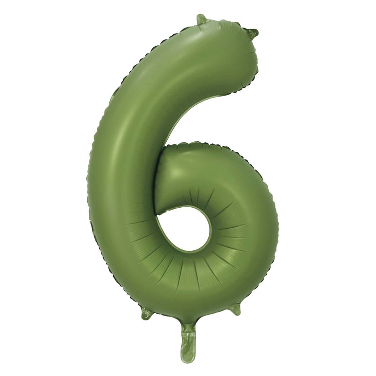 Olive Green Number 6 Foil Balloon, 34in