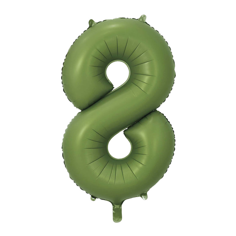 Olive Green Number 8 Foil Balloon, 34in
