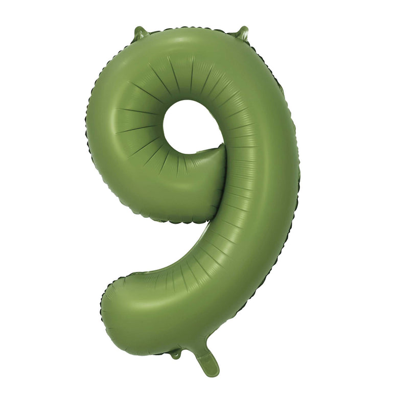 Olive Green Number 9 Foil Balloon, 34in