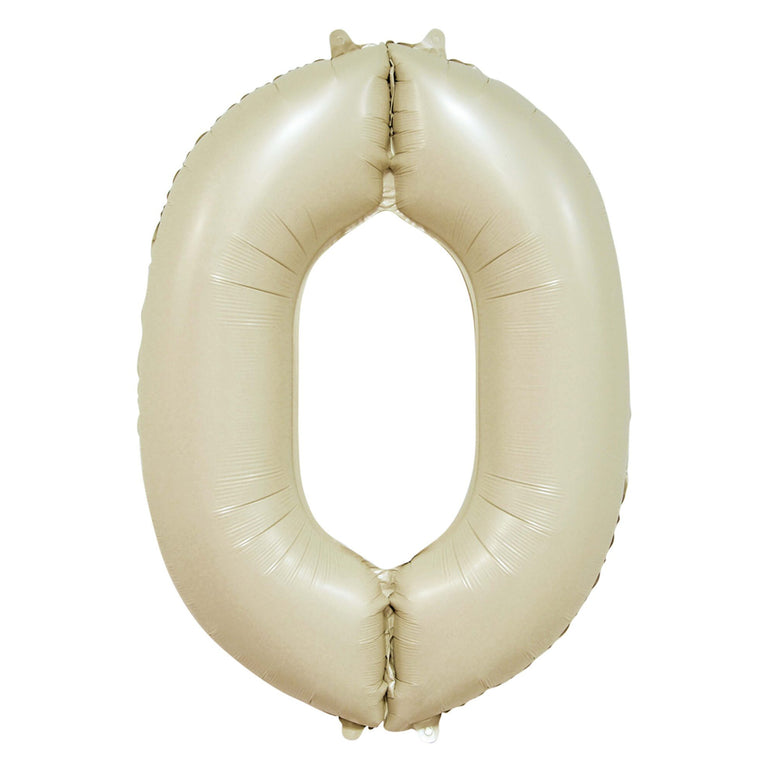 Cream Number 0 Foil Balloon, 34in