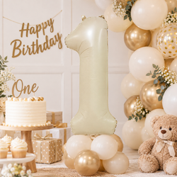 Cream Number 1 Foil Balloon, 34in
