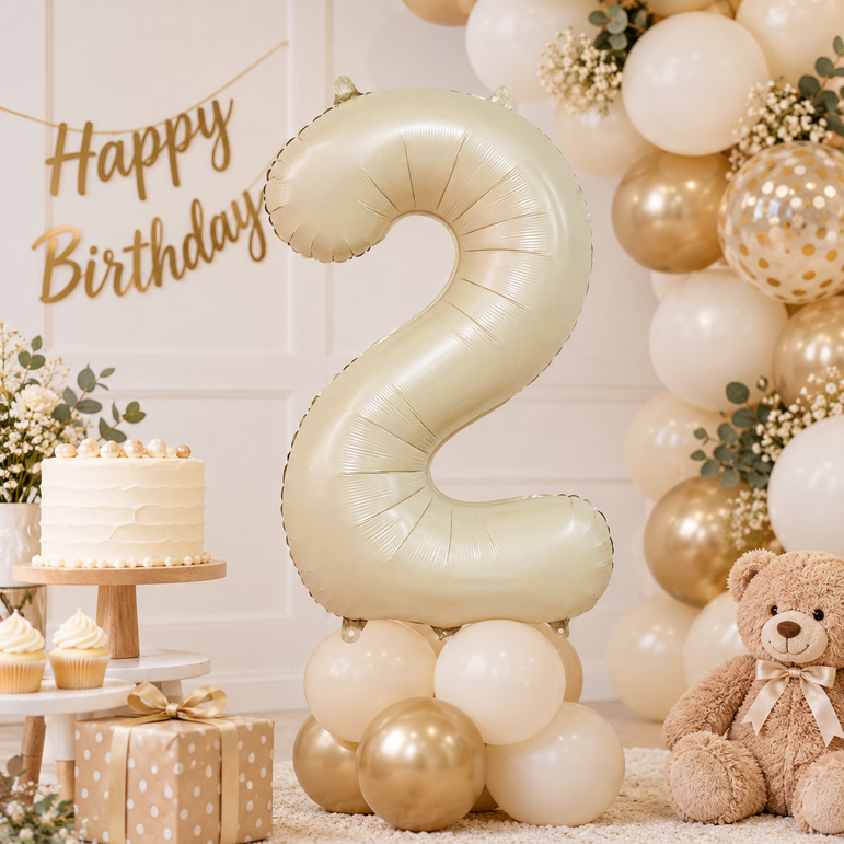 Cream Number 2 Foil Balloon, 34in